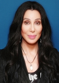 Cher's long, dark mane